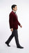 Men’s Gomez Addams Inspired Costume, Burgundy Velvet Blazer with Black Pants Formal Party Outfit Combo