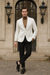 Men’s White Linen Blazer – Classic Two-Button Lightweight Sport Coat