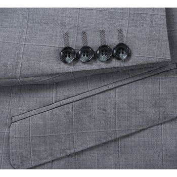564-1 Men's Classic Fit Wool Blend Stretch Checked Suit - Image 4