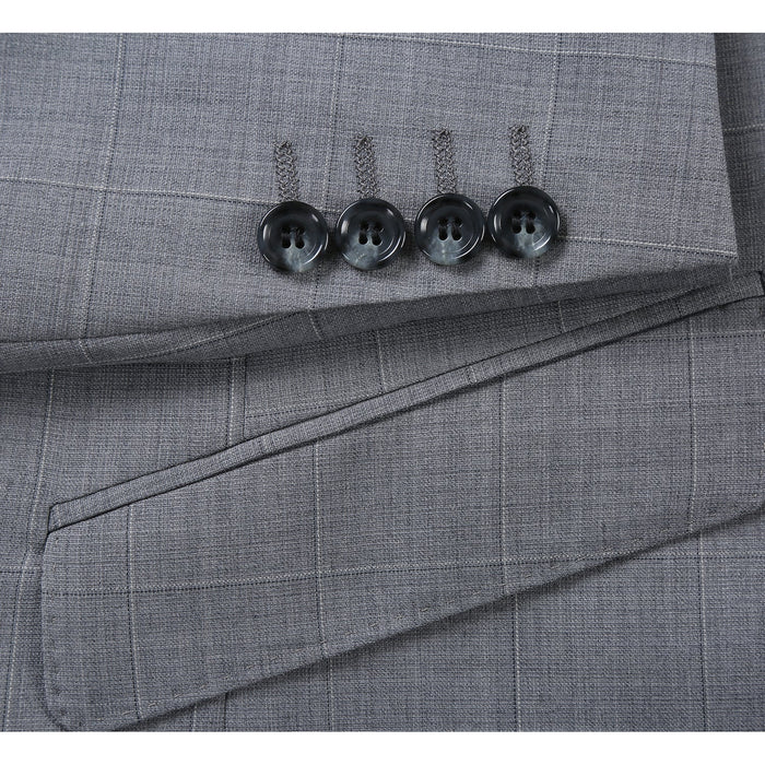 564-1 Men's Classic Fit Wool Blend Stretch Checked Suit
