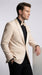 Men’s Champagne Tuxedo Dinner Jacket with Black Pants – Shawl Lapel Wedding, Prom and Formal Blazer