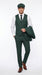 Men’s Hunter Green Pinstripe 3-Piece Suit – Vintage Wedding, Prom and Formal Suit with Matching Vest