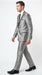 Men’s Silver Sharkskin Tuxedo Suit with Black Piping – Shiny Two Button Formal Suit for Wedding, Prom and Party Wear