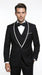 Men’s Black 1 Button Blazer with Shawl Lapel and White Trim, Formal Dinner Jacket Sport Coat