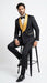 Men’s Black and Gold Jacquard Tuxedo Suit – Luxury Slim Fit Formal Wedding, Prom, and Gala Outfit