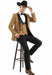 Mens Western Cowboy Tuxedo – Tan and Black 3-Piece Suit with Satin Lapel and Vest in Mocca Coffee Color