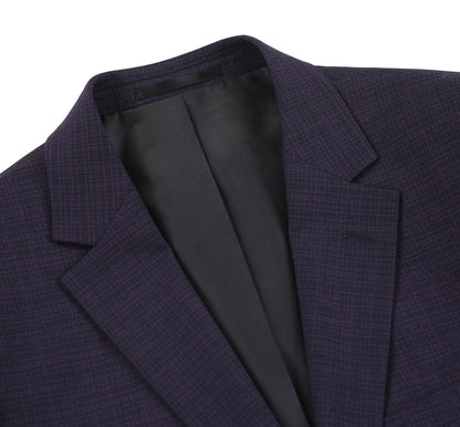 293-13 Men's Classic Fit Single Breasted Black Micro Check Notch Lapel Suits - Image 4