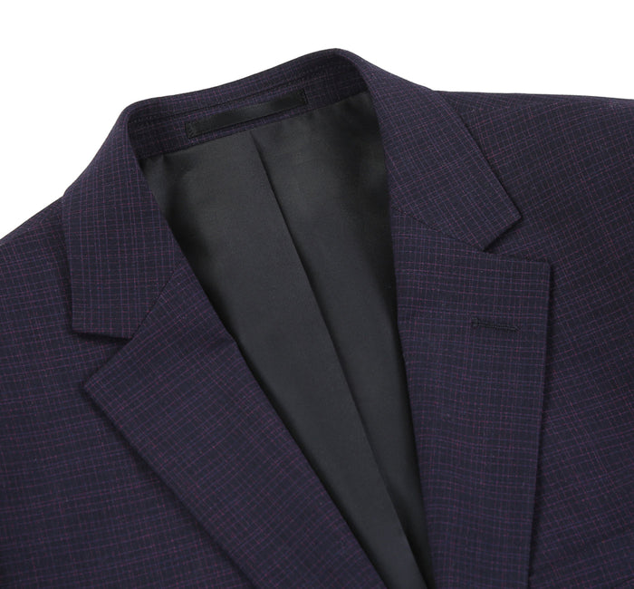 293-13 Men's Classic Fit Single Breasted Black Micro Check Notch Lapel Suits - Image 4