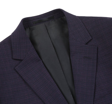 293-13 Men's Classic Fit Single Breasted Black Micro Check Notch Lapel Suits - Image 4