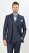 Men’s Pleated Pants Dark Blue Denim 3 Piece Suit – 100% Cotton Formal Suit Set, Blazer Vest Pants Outfit Classic Fit Athletic Fit Lose Fit