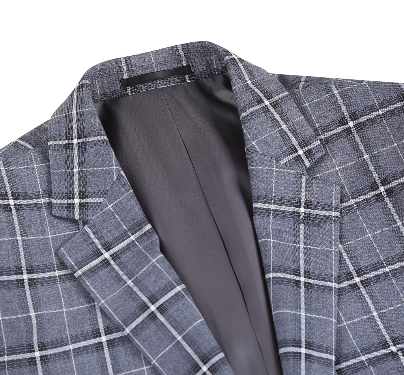 293-14 Men's Classic Fit Single Breasted Grey & White Check Suits - Image 4
