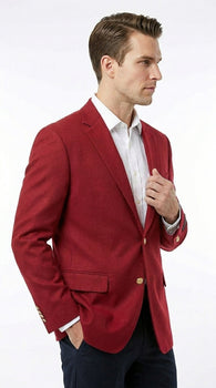 Men’s Burgundy Wine Maroon Dress Casual Blazer with Notch Lapel, Designer Fashion Sportscoat
