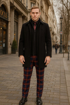 Mens Black Wool Overcoat – Classic Single-Breasted Winter Coat for Business and Formal Wear - Image 4