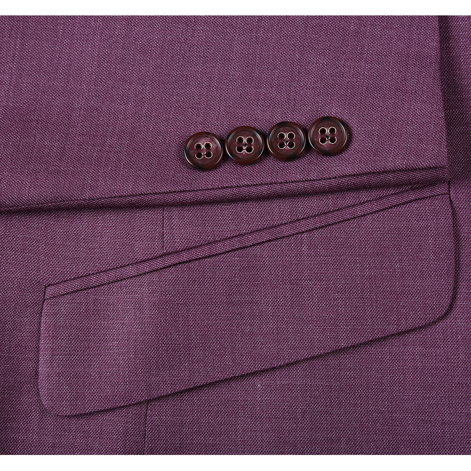 293-16 Men's Slim Fit Notch Lapels Berry Solid Suits - Image 4