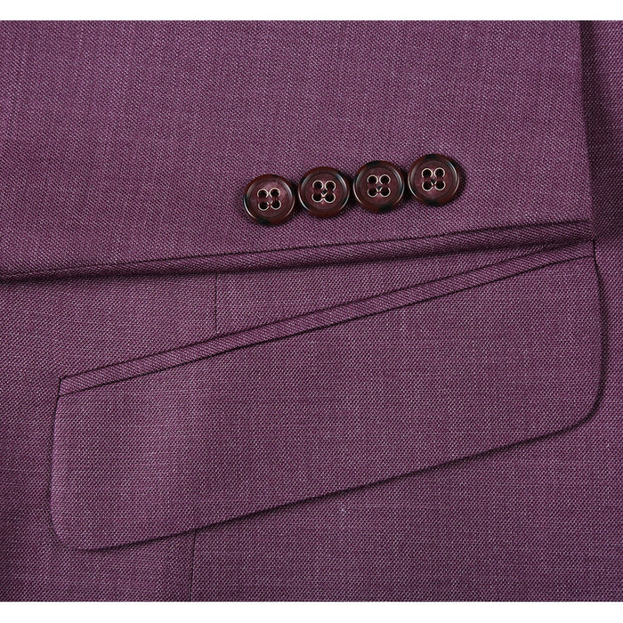 293-16 Men's Slim Fit Notch Lapels Berry Solid Suits - Image 4