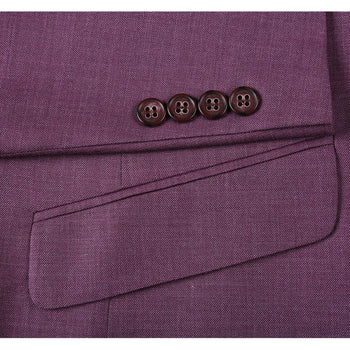 293-16 Men's Slim Fit Notch Lapels Berry Solid Suits - Image 4