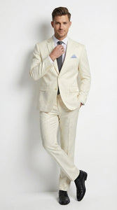 Men’s Ivory Paisley Shiny Suit – Flroal Formal Wedding and Prom Suit for Party, in Cream Off White