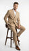 Vitali Brand Men’s Beige Double Breasted Suit – Classic Wedding, Prom & Party Wear Formal Outfit Khaki Camel Color