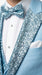 Sky Blue Prom Tuxedo - Perfect Wedding Suit Vested Rhinestone sequin Lapelled