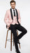 Men’s Blush Pink Tuxedo Suit Set with Black Shawl Lapel – 3 Piece Formal Wedding and Party Prom Vest + Black Pants