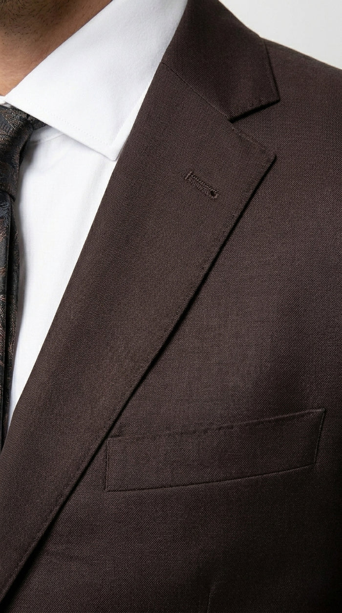 Men’s Tiglio Italian Brown Suit with Two Button Blazer and Matching Pants, Formal Business Wedding Suit