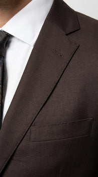 Men’s Tiglio Italian Brown Suit with Two Button Blazer and Matching Pants, Formal Business Wedding Suit