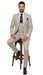 Men's Beige with blue Pinstripe Three-Piece Suit with Vest by Rossiman Vested Peak Lapel in Tan Stripe 1920s style