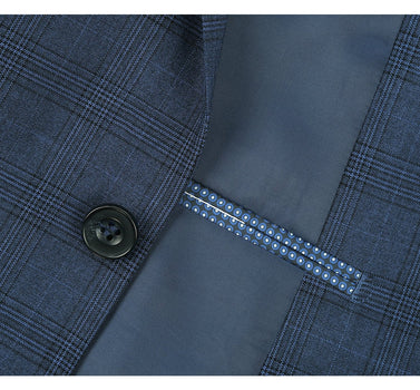 278-2 Men's 3-Piece Classic Fit Single Breasted Windowpane Suit - Image 4