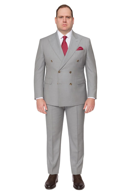 Mens Light Grey Double-Breasted Suit – Classic Slim Fit Business and Wedding Formal Attire - Image 4