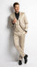 Mens 3-Piece Slim-Fit Shiny All Satin Suit Champagne