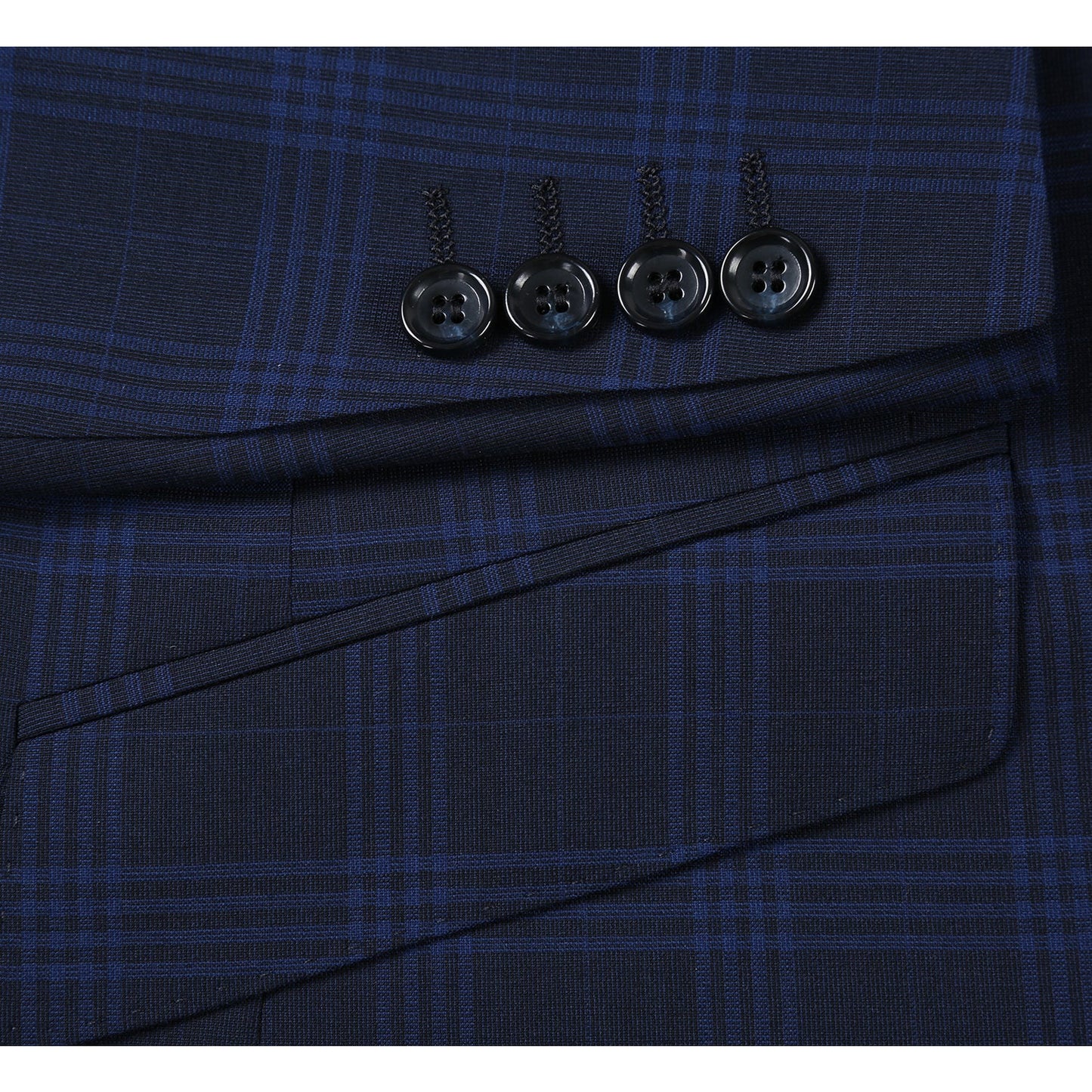 564-3 Men's Slim Fit Wool Blend Stretch Checked Suit - Image 4