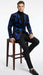 Men’s Black and Royal Blue Patterned Blazer – Paisley Floral Sport Coat Prom Jacket