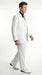 Men’s All White Classic 3 Piece Suit with High Vest, 3 Button Jacket and Pleated Pants