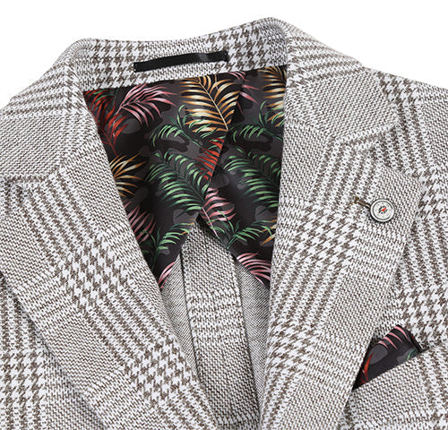 Half Canvas Slim Fit Blazer in Plaid Gray - Image 4