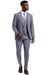 Men's Stacy Adams Vested One Button Wide Peak Lapel Windowpane Plaid Suit in Light Grey