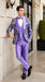 Men’s Lilac Lavender Prom Suit – Floral Shawl Lapel 3 Piece Tuxedo with Matching Vest and Pants