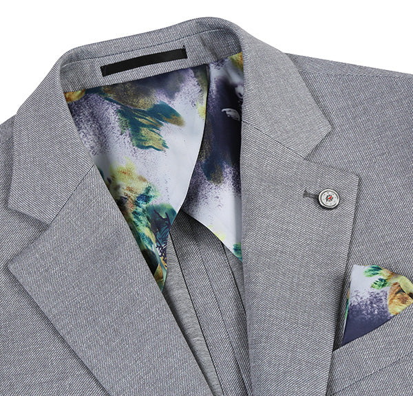 Half Canvas Slim Fit Blazer in Gray - Image 4