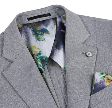 Half Canvas Slim Fit Blazer in Gray - Image 4