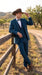 Men’s Teal Blue Western Tuxedo Suit, 3 Piece Cowboy Formal Wedding Prom Suit with Black Shawl Lapel Saphire