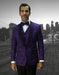 Mens Vested Floar Pattern Shawl Lapel Tuxedo in Purple