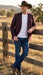Men’s Burgundy Western  Blazer Jacket, Textured Cowboy Style Sport Coat for  - Tweed Herringbone Maroon Color