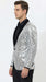 Men’s Silver Sequin Blazer Disco Style Jacket – Black Lapel Party Blazer, Shiny Evening Wear, 70s Dance Outfit, Formal Event Jacket