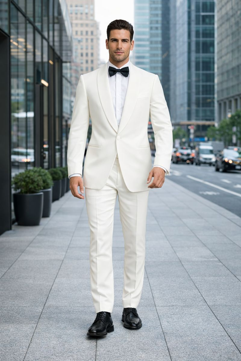 $500 Reg price Gorgio  White or Ivory Jacket with Shawl Lapel 1 button on sale online deal Fashion Tuxedo For Men - Image 7