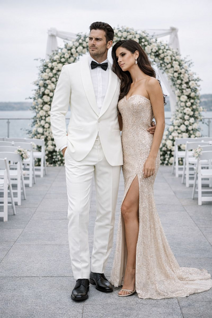 $500 Reg price Gorgio  White or Ivory Jacket with Shawl Lapel 1 button on sale online deal Fashion Tuxedo For Men - Image 8