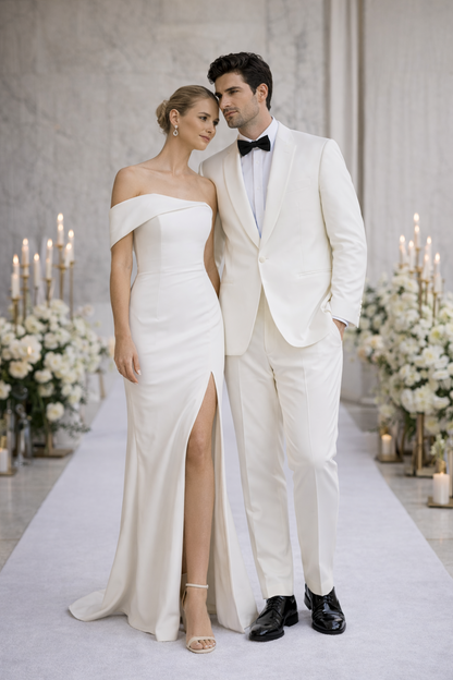 $500 Reg price Gorgio  White or Ivory Jacket with Shawl Lapel 1 button on sale online deal Fashion Tuxedo For Men - Image 8