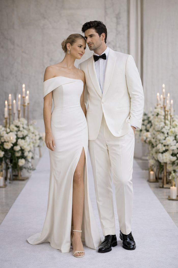 $500 Reg price Gorgio  White or Ivory Jacket with Shawl Lapel 1 button on sale online deal Fashion Tuxedo For Men - Image 8