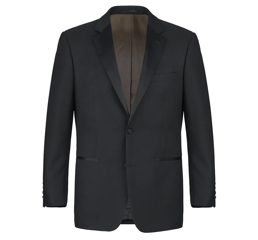 (38S, 42R) Classic Black Regular Fit 100% Wool Tuxedo Suit