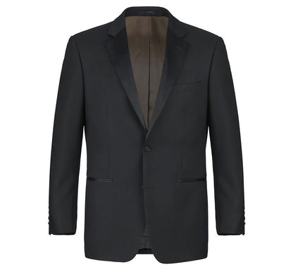 (38S, 42R) Classic Black Regular Fit 100% Wool Tuxedo Suit