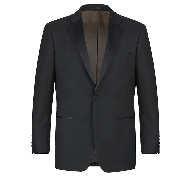(38S, 42R) Classic Black Regular Fit 100% Wool Tuxedo Suit