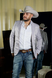 Men's Western Silver Blazer Slim Fit Shiny Finish Sport Coat for Weddings, Prom & Formal Events